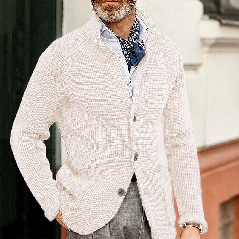 Dravorn | Herren Strickjacke Blazer Waffelstruktur - Cream - Image 7