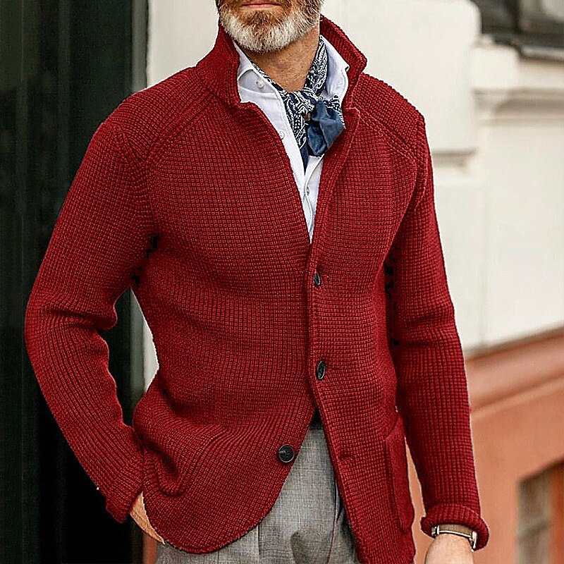 Dravorn | Herren Strickjacke Blazer Waffelstruktur - Cream - Image 9