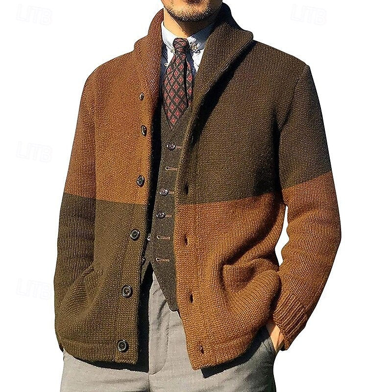 Dravorn | Herren Strickjacke Colour-Block Cardigan - Image 1