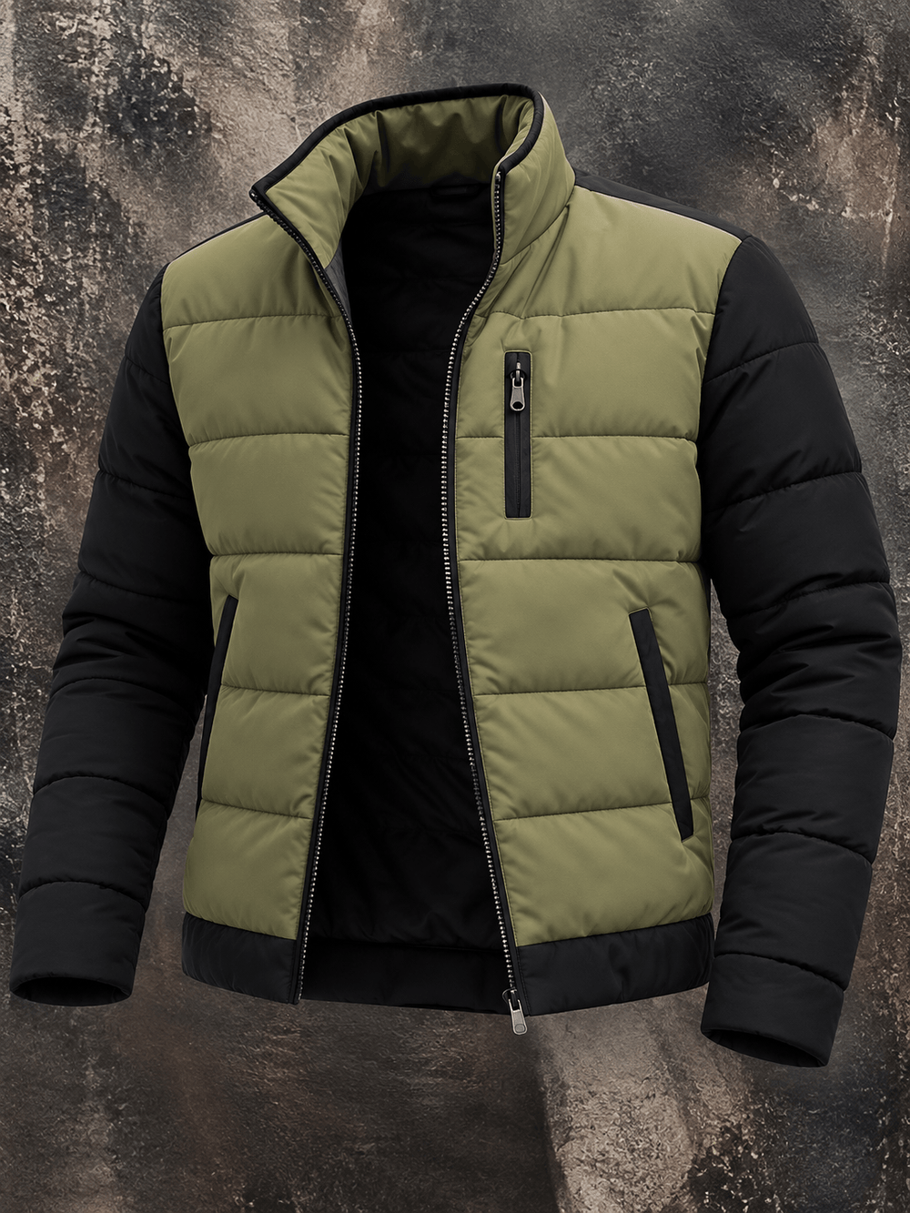 Dravsten | Herren Winterjacke Steppjacke zweifarbig - Olive Green - Image 1