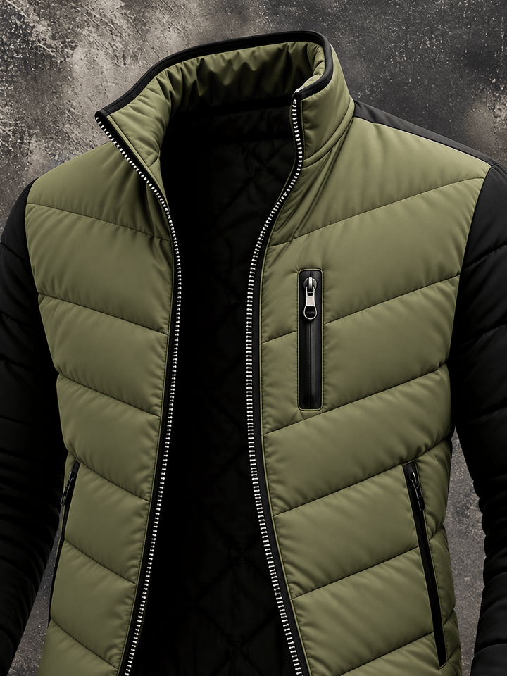 Dravsten | Herren Winterjacke Steppjacke zweifarbig - Olive Green - Image 2