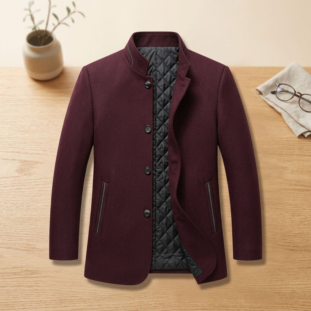 Dravwell | Herren Wintermantel Stehkragen Wollmantel - Dark Grey - Image 3