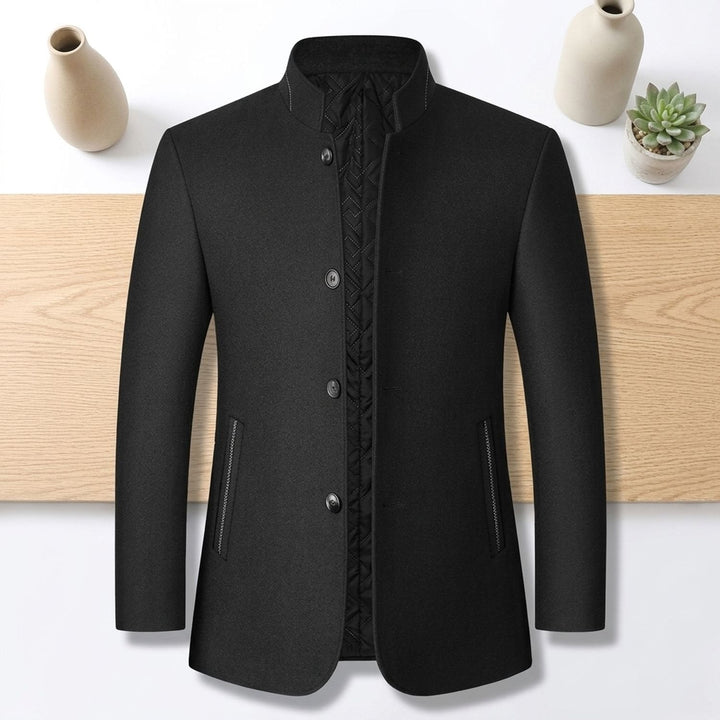 Dravwell | Herren Wintermantel Stehkragen Wollmantel - Dark Grey - Image 4