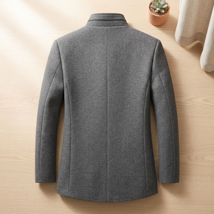 Dravwell | Herren Wintermantel Stehkragen Wollmantel - Dark Grey - Image 5