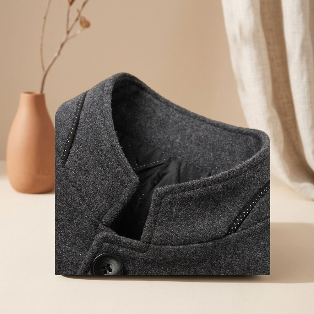 Dravwell | Herren Wintermantel Stehkragen Wollmantel - Dark Grey - Image 7