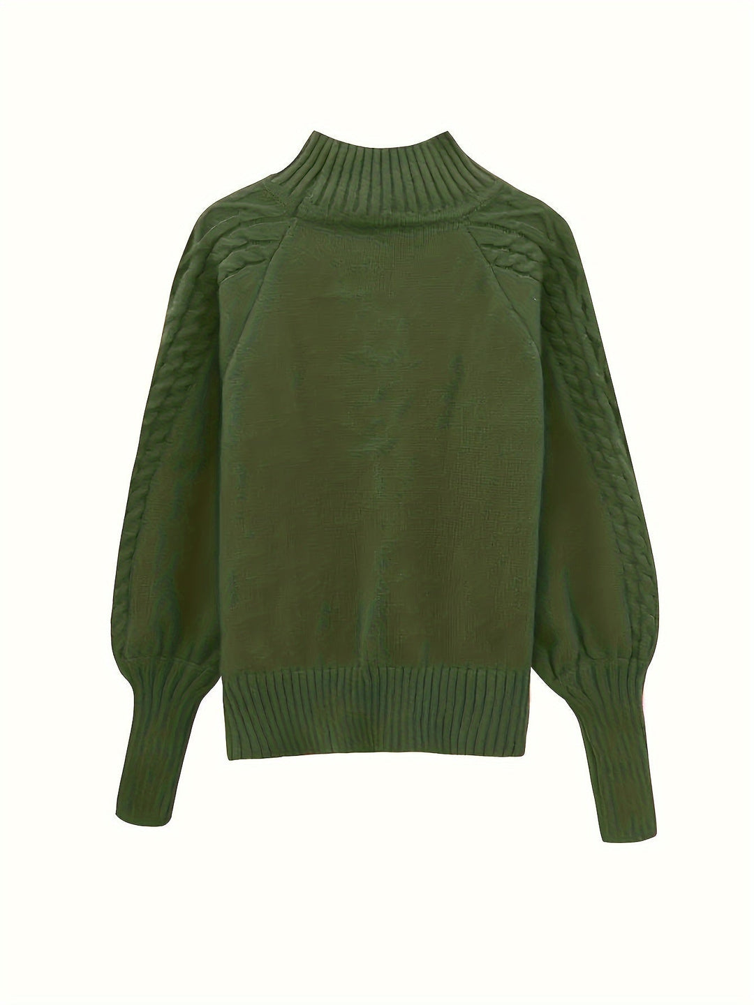 Rowena | Damen Zopfmuster Strickpullover mit Rollkragen - Green - Image 6