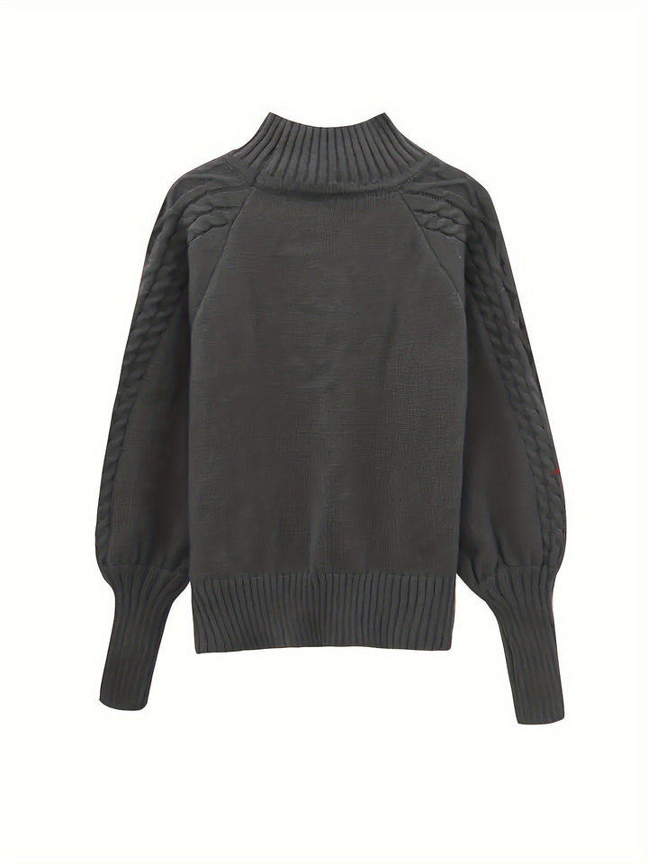 Rowena | Damen Zopfmuster Strickpullover mit Rollkragen - Green - Image 8