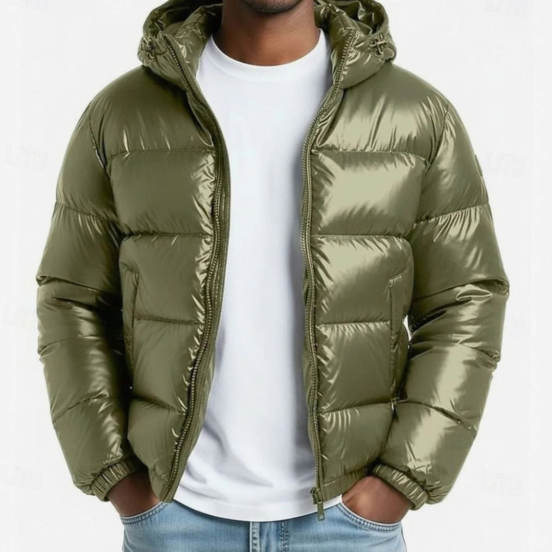 Drenvold | Herren Winterjacke Gefütterte Pufferjacke mit Kapuze - Olive Green - Image 1