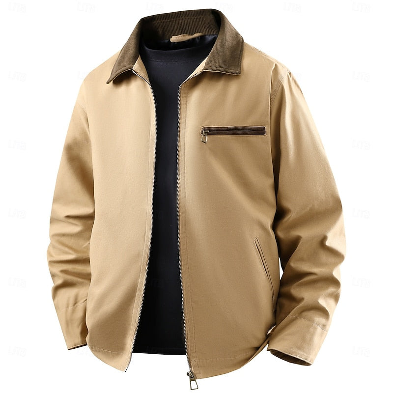 Drevorn | Herren Übergangsjacke mit Kordsamt-Kragen - Khaki - Image 1