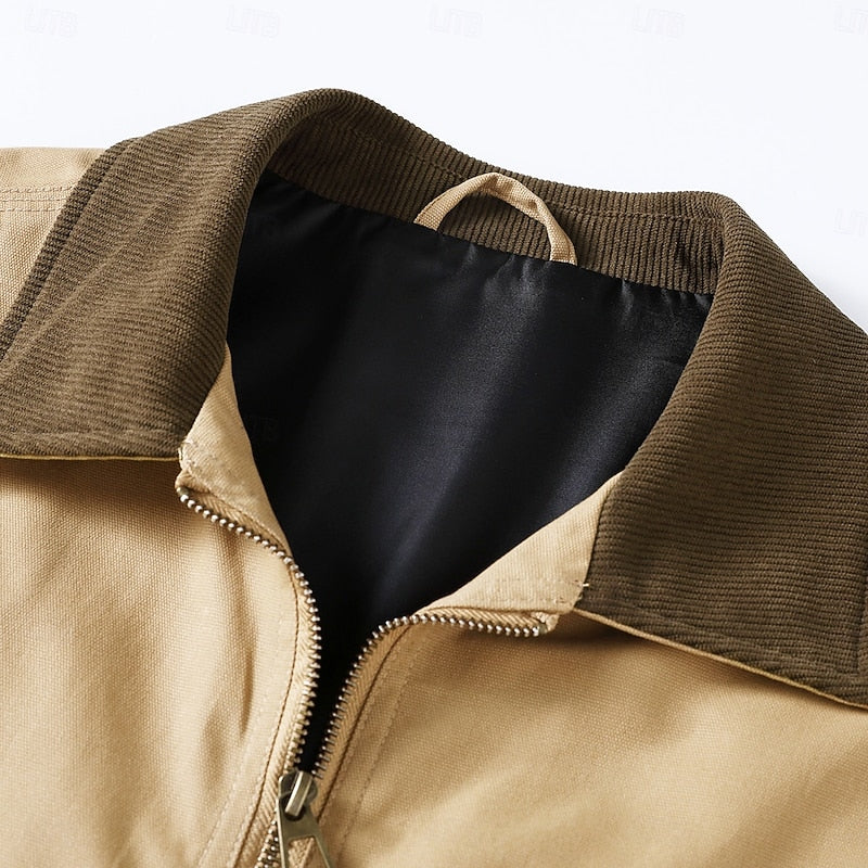 Drevorn | Herren Übergangsjacke mit Kordsamt-Kragen - Khaki - Image 3