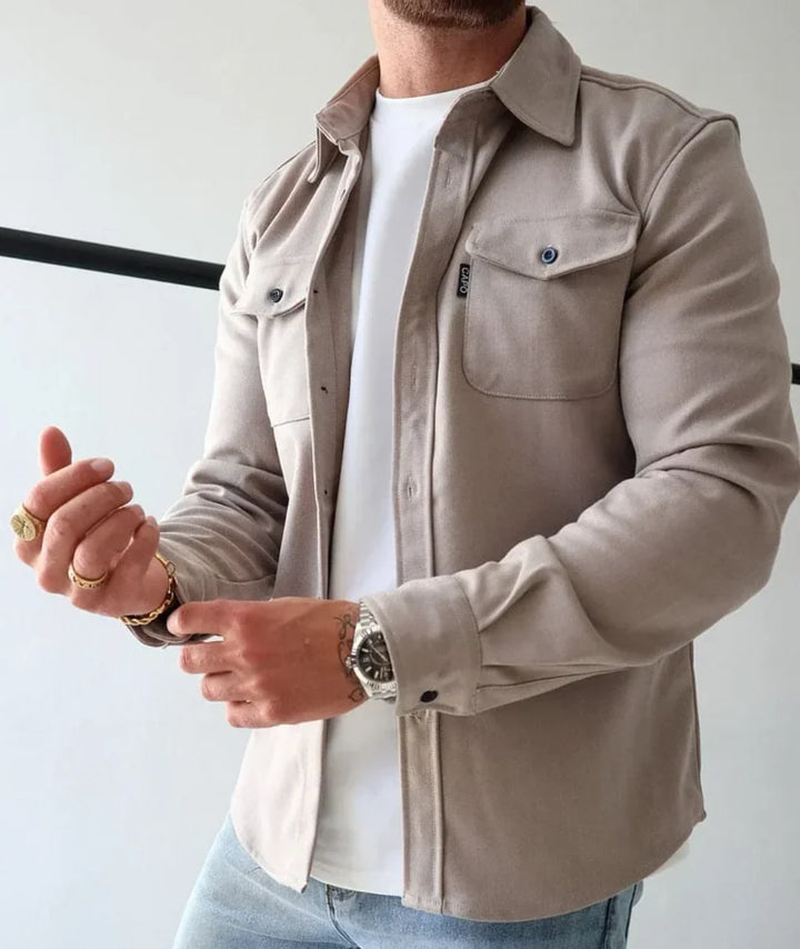 Drevorn | Herren Hemdjacke Overshirt - Taupe - Image 1