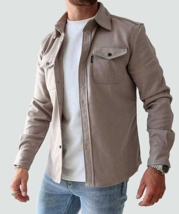 Drevorn | Herren Hemdjacke Overshirt - Taupe - Image 2