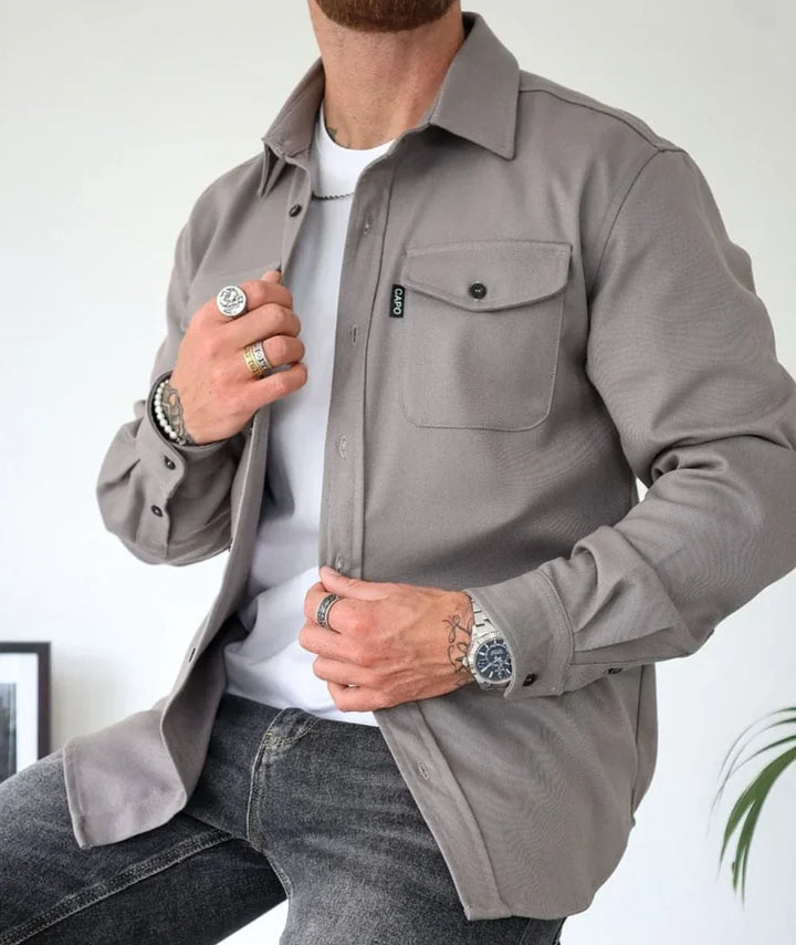 Drevorn | Herren Hemdjacke Overshirt - Taupe - Image 4