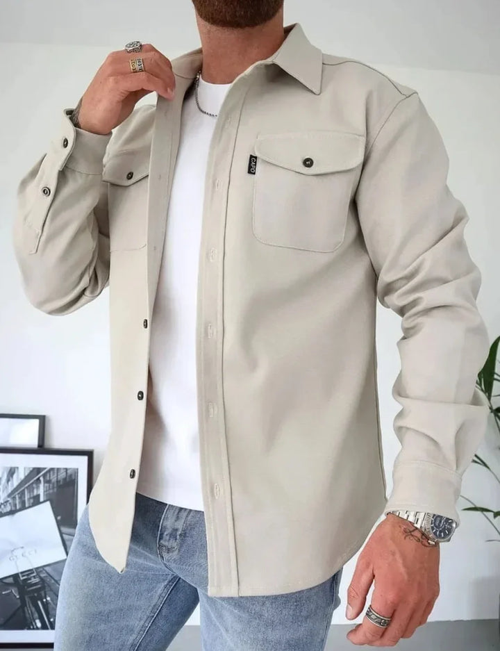Drevorn | Herren Hemdjacke Overshirt - Taupe - Image 5