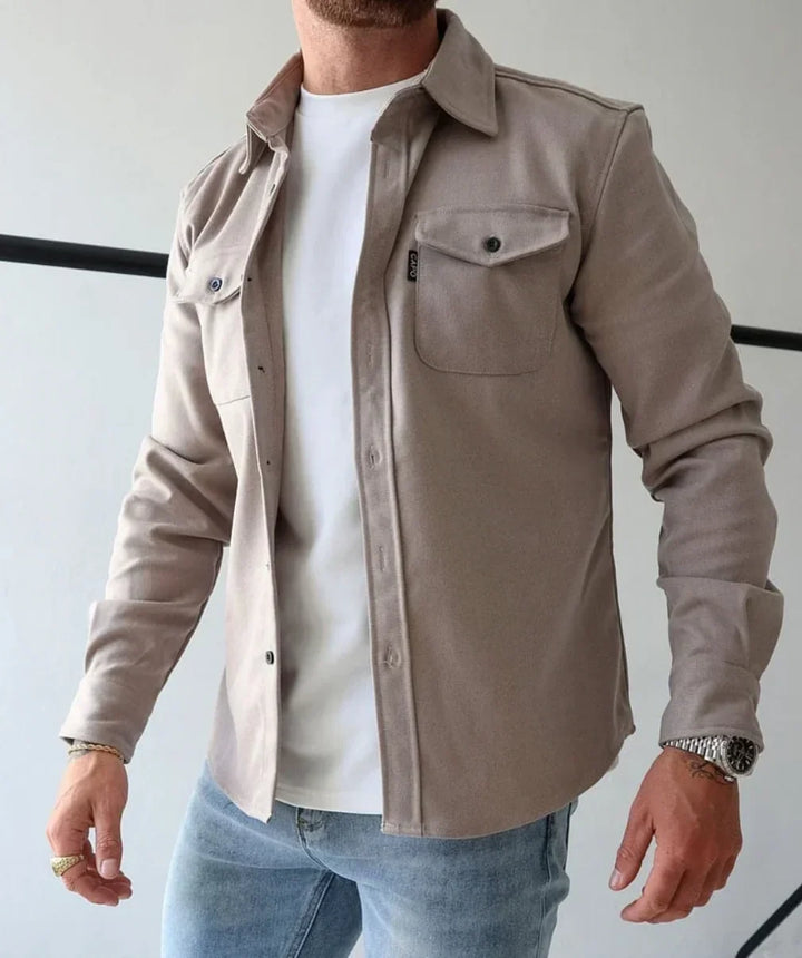 Drevorn | Herren Hemdjacke Overshirt - Taupe - Image 8