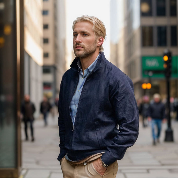 Drevorn | Herren Leichte Übergangsjacke Stehkragen - Navy - Image 6