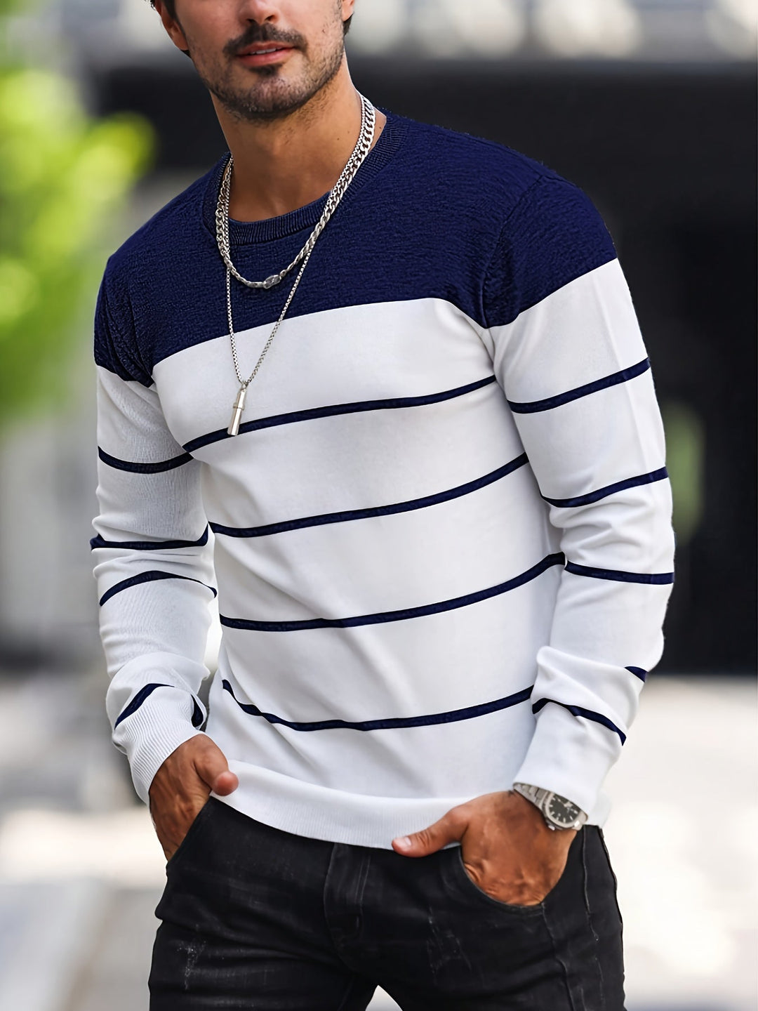 Drevorn | Herren Strickpullover Gestreift Rundhals - Image 10