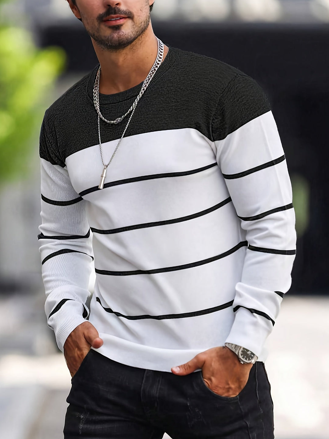 Drevorn | Herren Strickpullover Gestreift Rundhals - Image 13
