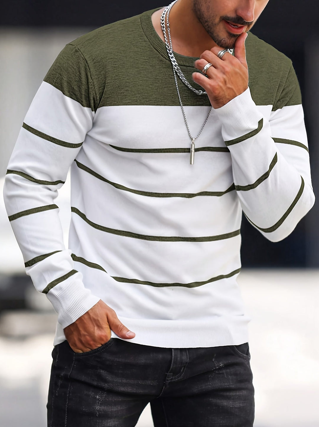 Drevorn | Herren Strickpullover Gestreift Rundhals - Image 6