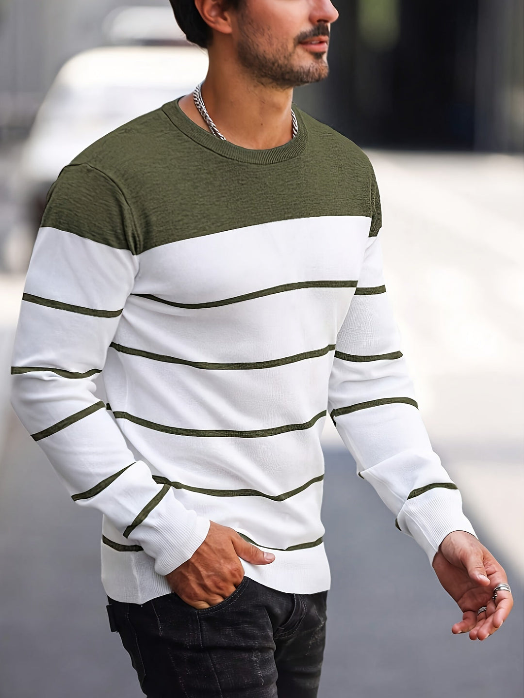 Drevorn | Herren Strickpullover Gestreift Rundhals - Image 8