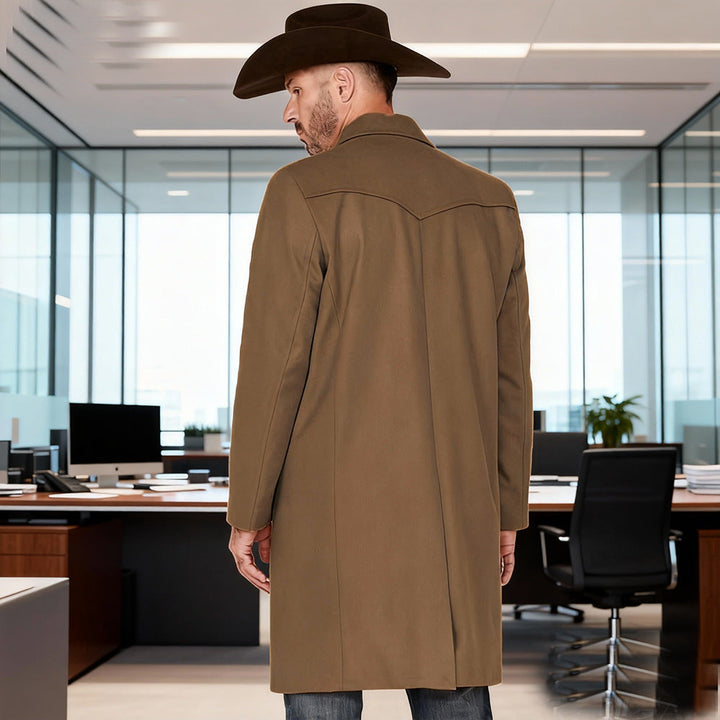 Drumvald | Herren Wintermantel Langer Wollmantel - Camel - Image 2
