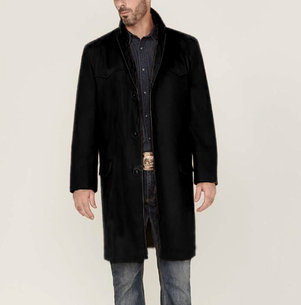 Drumvald | Herren Wintermantel Langer Wollmantel - Camel - Image 5