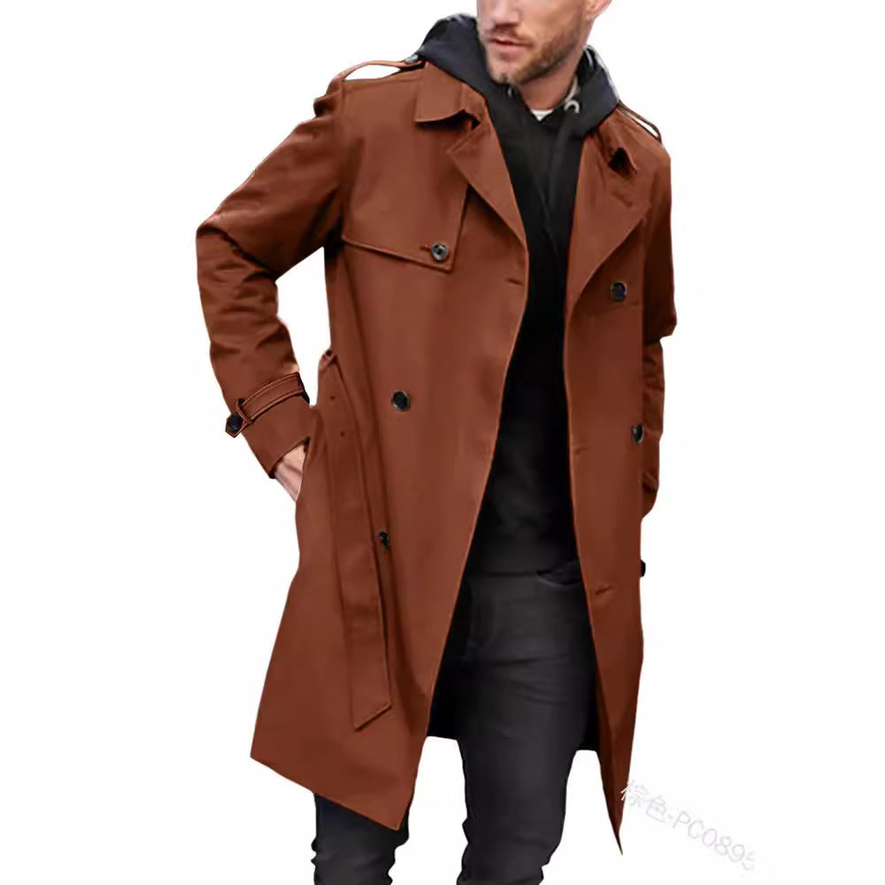 Drune | Herren Wintermantel Doppelreihiger Trenchcoat - Beige - Image 5