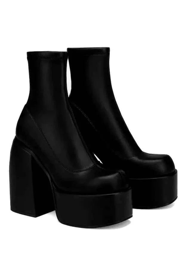 Druvena | Damen Plateau Stiefeletten Blockabsatz - Black - Image 1
