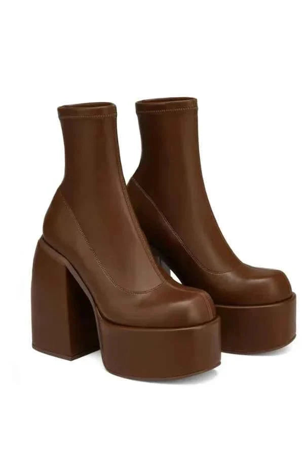 Druvena | Damen Plateau Stiefeletten Blockabsatz - Black - Image 2