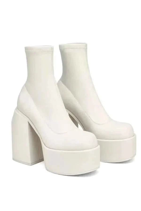 Druvena | Damen Plateau Stiefeletten Blockabsatz - Black - Image 3