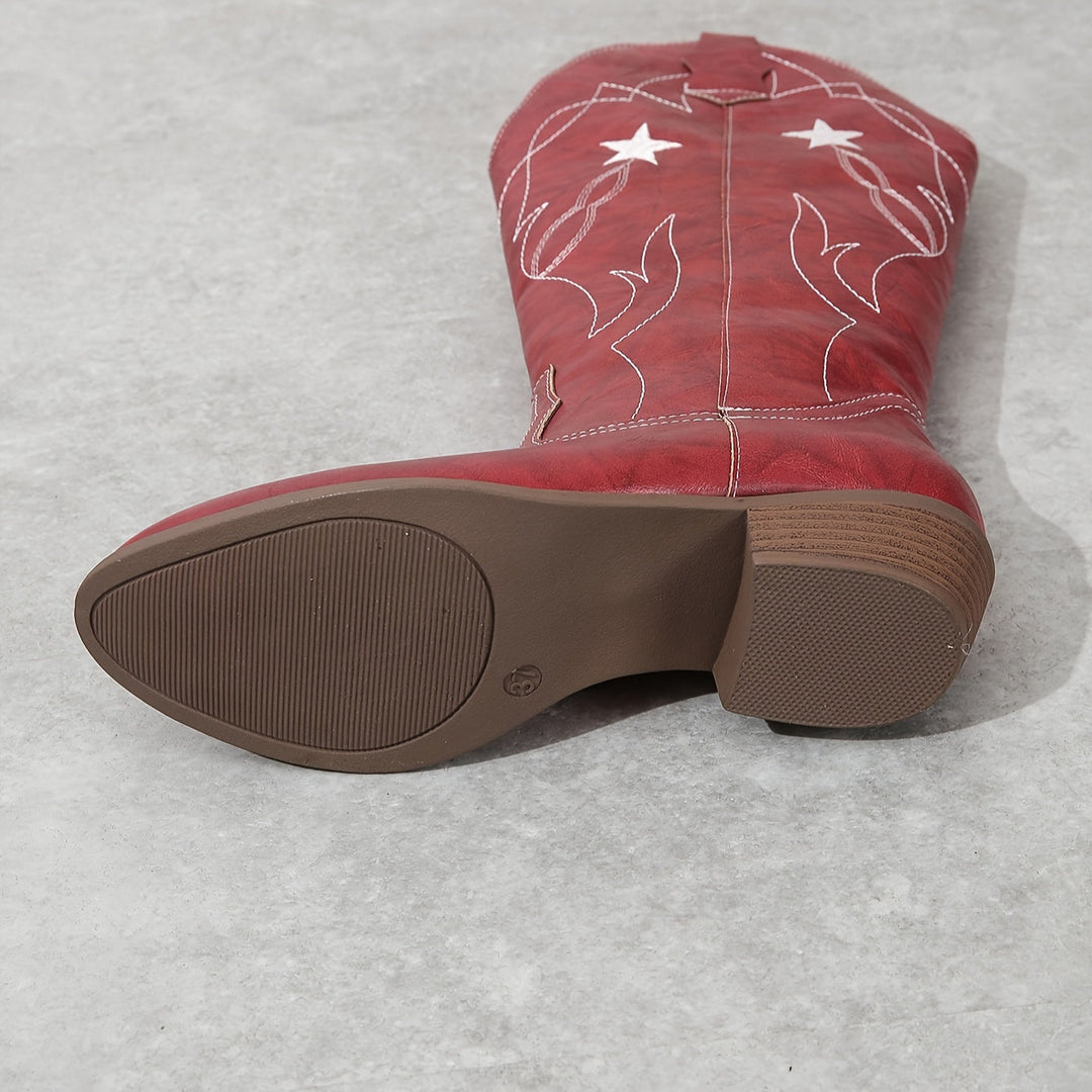 Eadith | Damen Kniehohe Cowboystiefel Rot - Red - Image 5