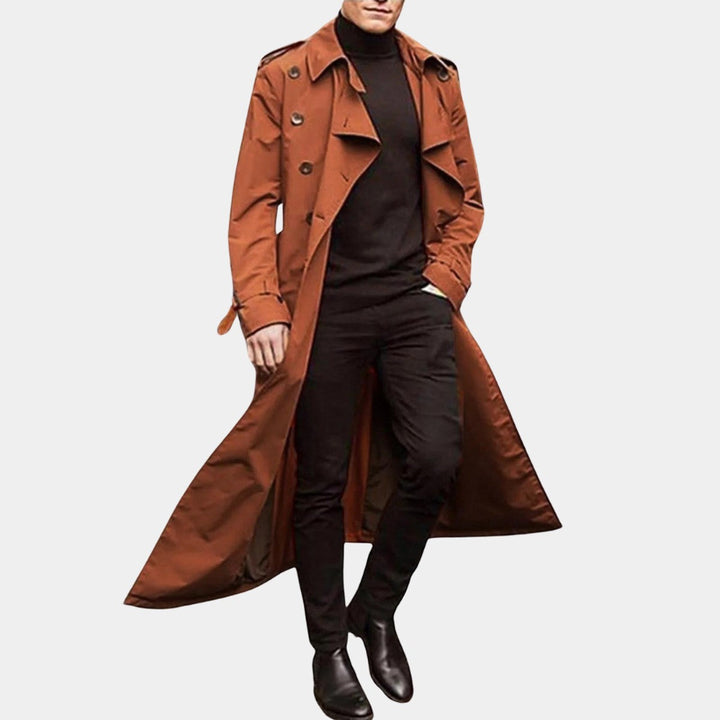 Edmond | Herren Langer Wintermantel Trenchcoat - Brown - Image 1