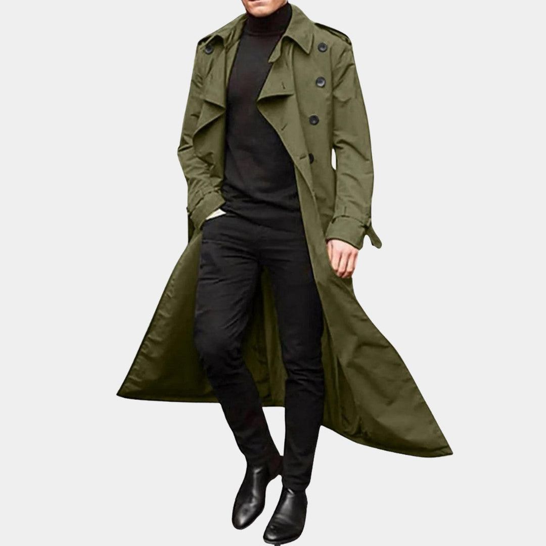 Edmond | Herren Langer Wintermantel Trenchcoat - Brown - Image 2