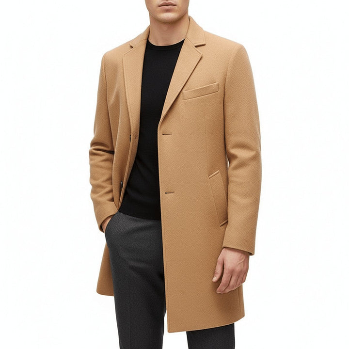 Edric | Herren Wintermantel Langer Wollmantel Slim Fit - Black - Image 2