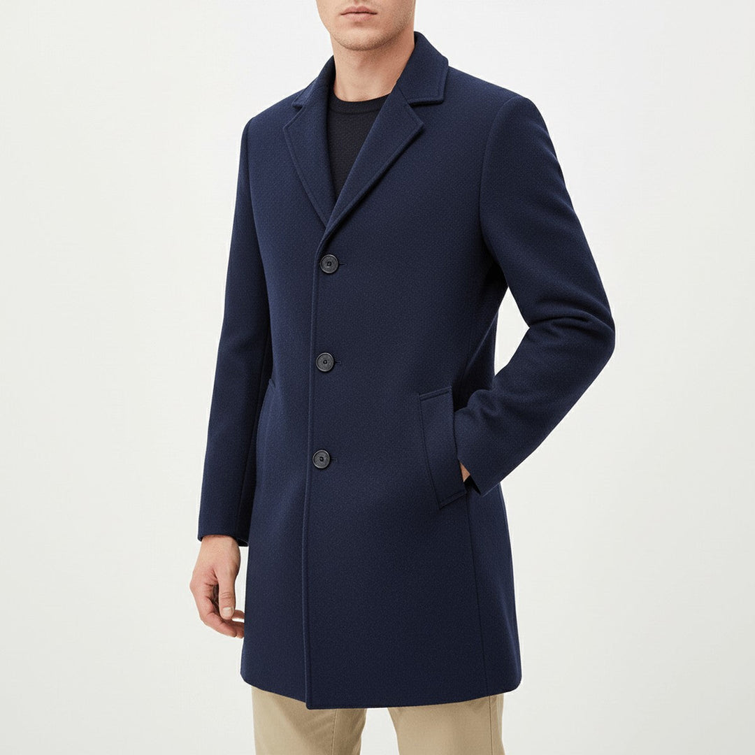 Edric | Herren Wintermantel Langer Wollmantel Slim Fit - Black - Image 4