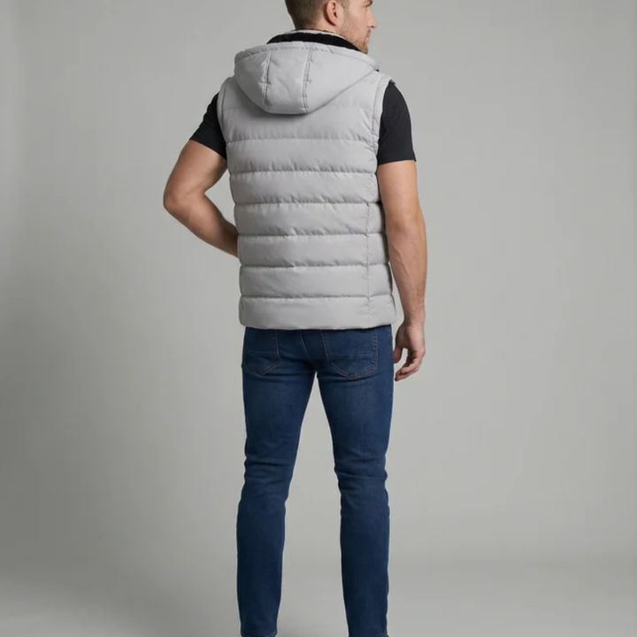 Edrik | Herren Steppweste mit Kapuze Winter - Light Grey - Image 2