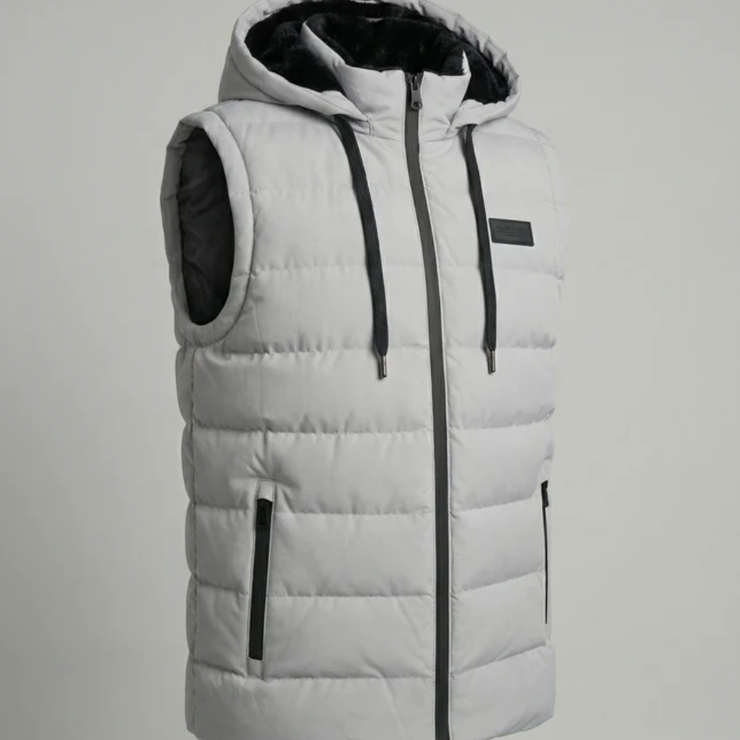 Edrik | Herren Steppweste mit Kapuze Winter - Light Grey - Image 3