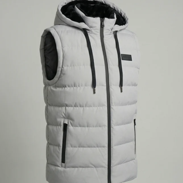 Edrik | Herren Steppweste mit Kapuze Winter - Light Grey - Image 3