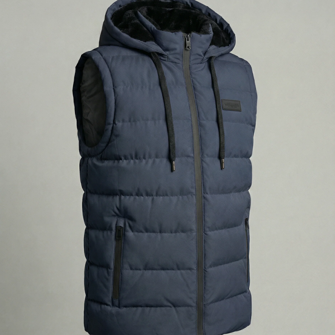 Edrik | Herren Steppweste mit Kapuze Winter - Light Grey - Image 4