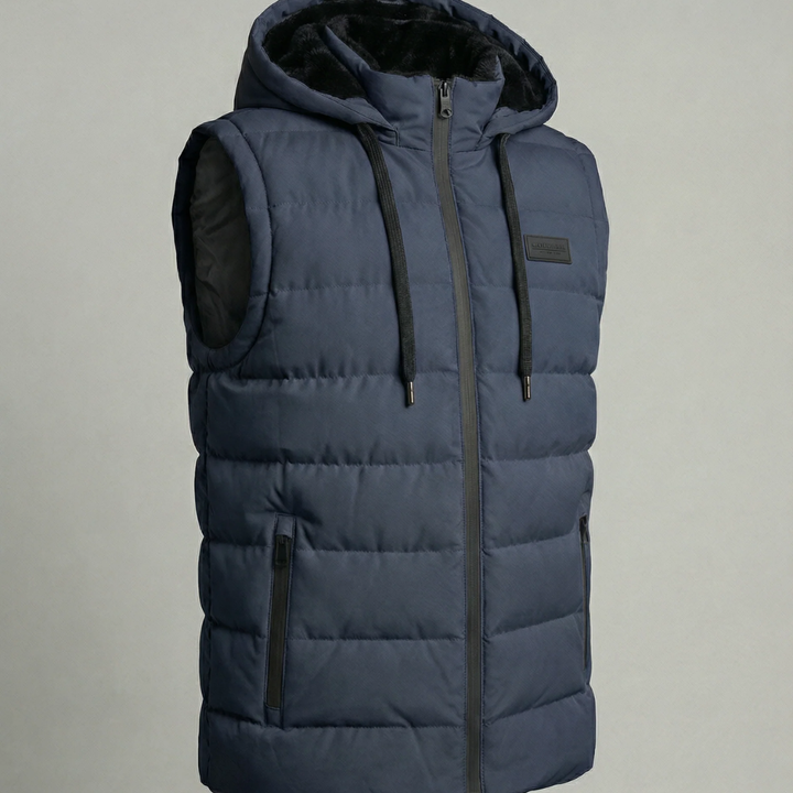 Edrik | Herren Steppweste mit Kapuze Winter - Light Grey - Image 4