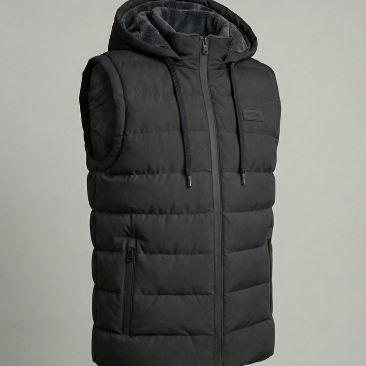 Edrik | Herren Steppweste mit Kapuze Winter - Light Grey - Image 5