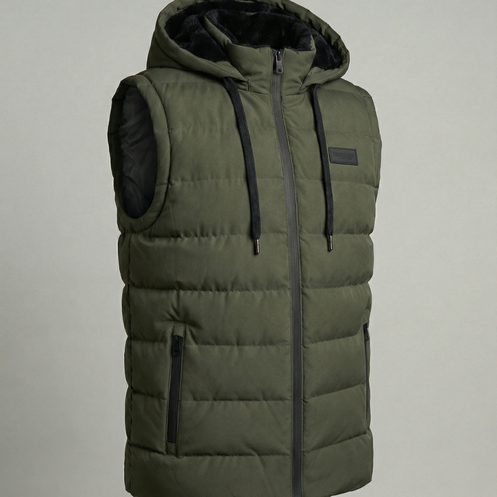 Edrik | Herren Steppweste mit Kapuze Winter - Light Grey - Image 6