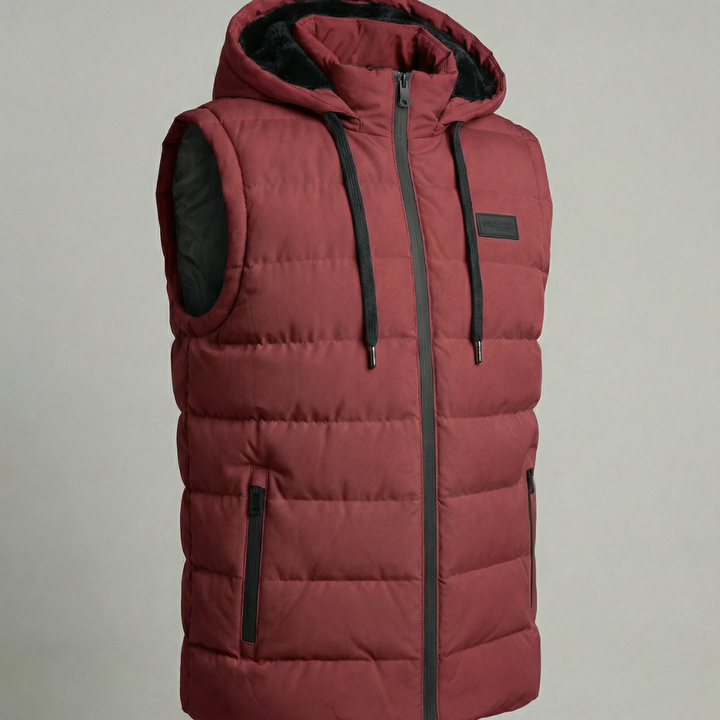 Edrik | Herren Steppweste mit Kapuze Winter - Light Grey - Image 7