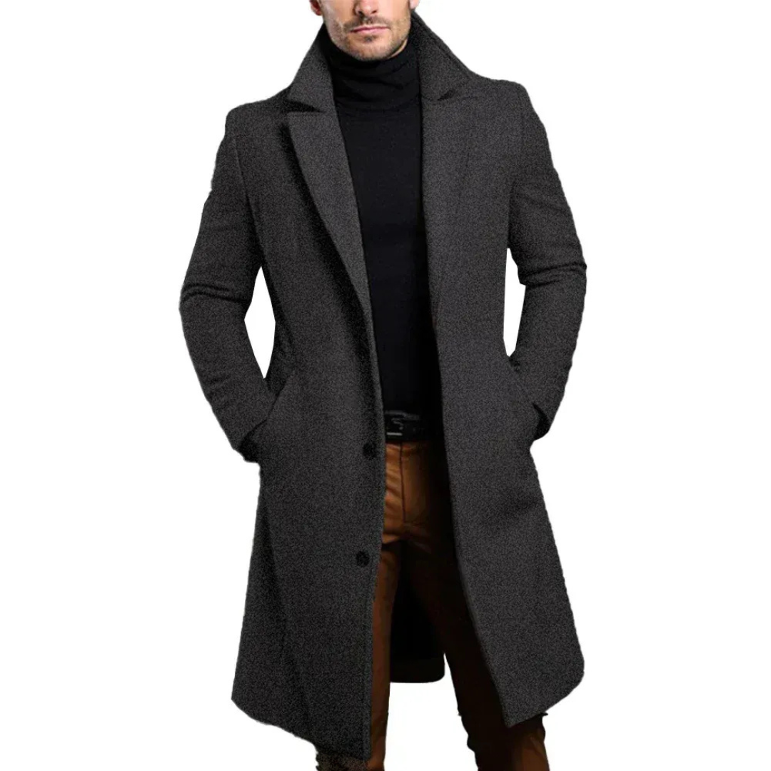 Edvard | Herren Langer Wintermantel Slim Fit - Dark Grey - Image 1