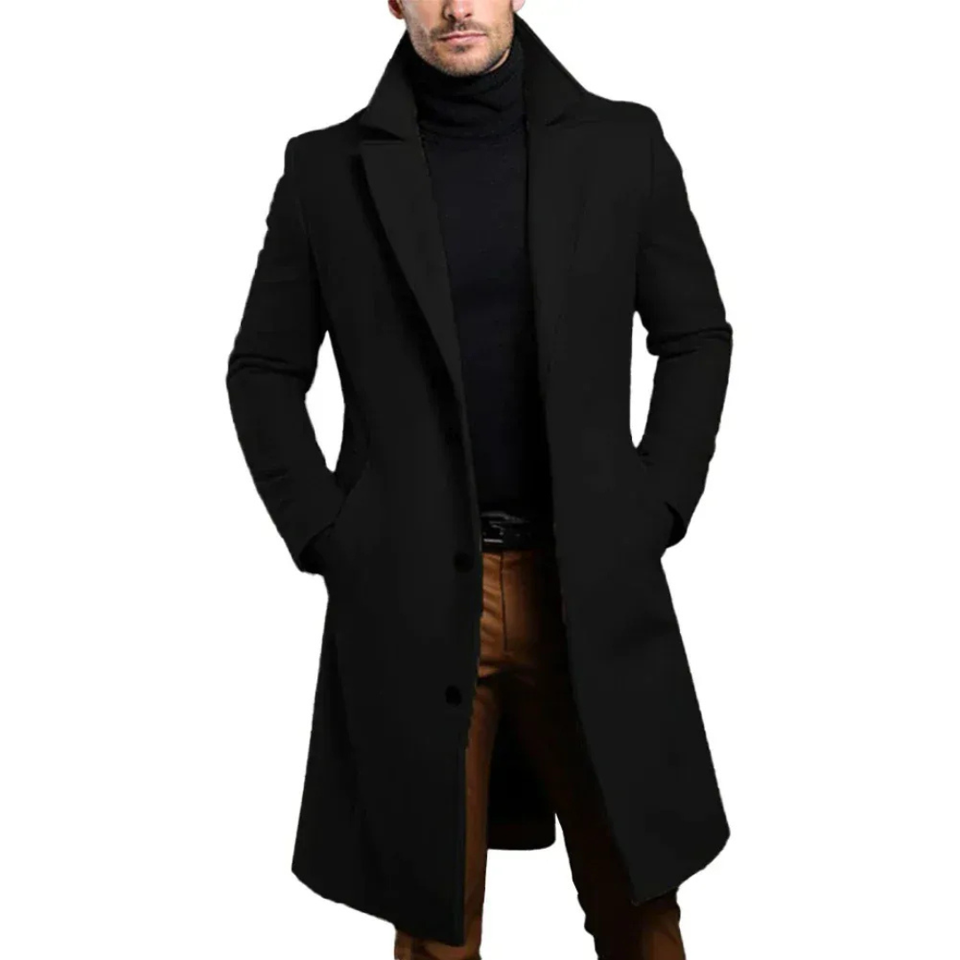 Edvard | Herren Langer Wintermantel Slim Fit - Dark Grey - Image 3