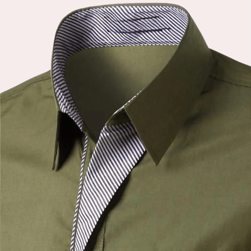 Edvorn | Herren Hemd Langarm Kentkragen Slim Fit - Olive Green - Image 7