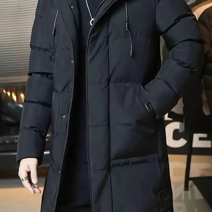 Edvorn | Herren Lange Winterjacke mit Kapuze - Black - Image 1
