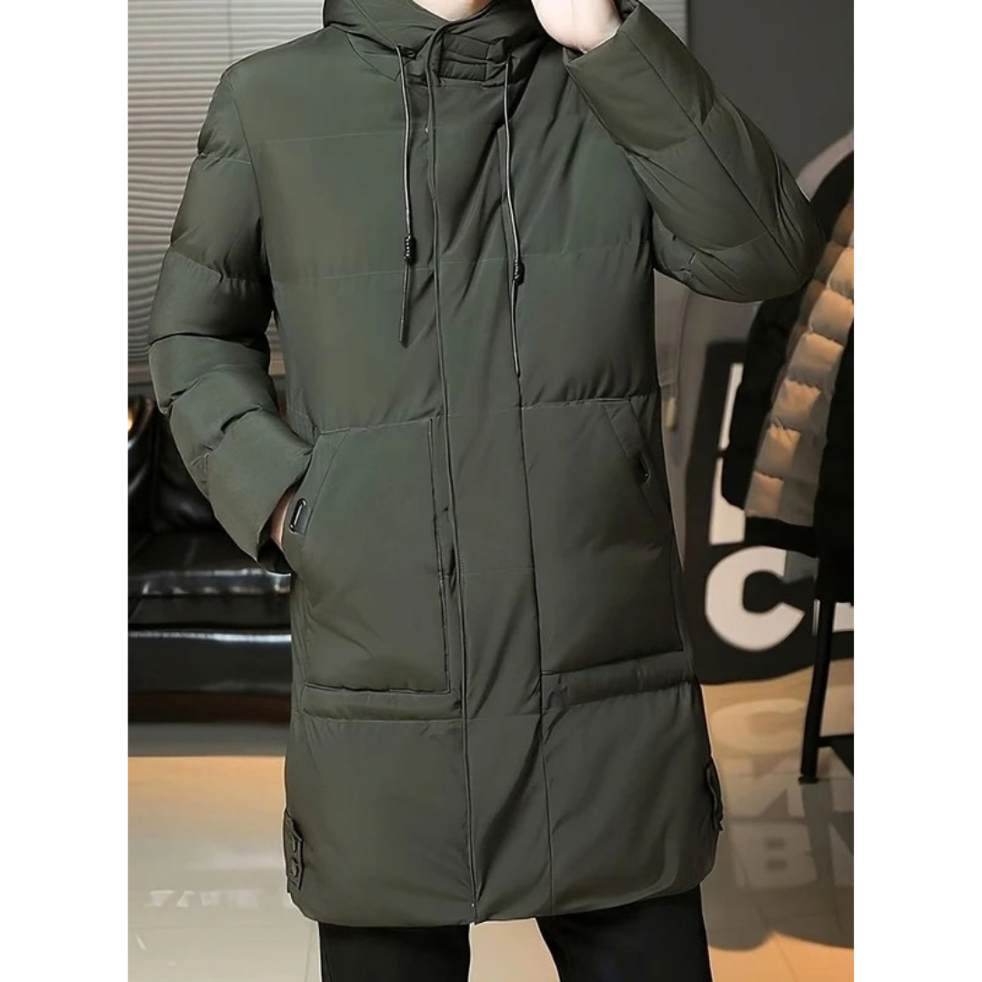 Edvorn | Herren Lange Winterjacke mit Kapuze - Black - Image 3