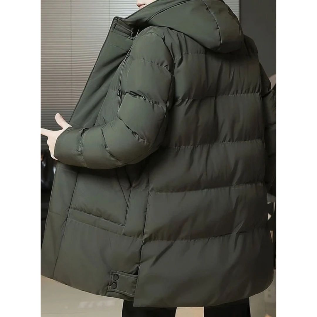 Edvorn | Herren Lange Winterjacke mit Kapuze - Black - Image 4
