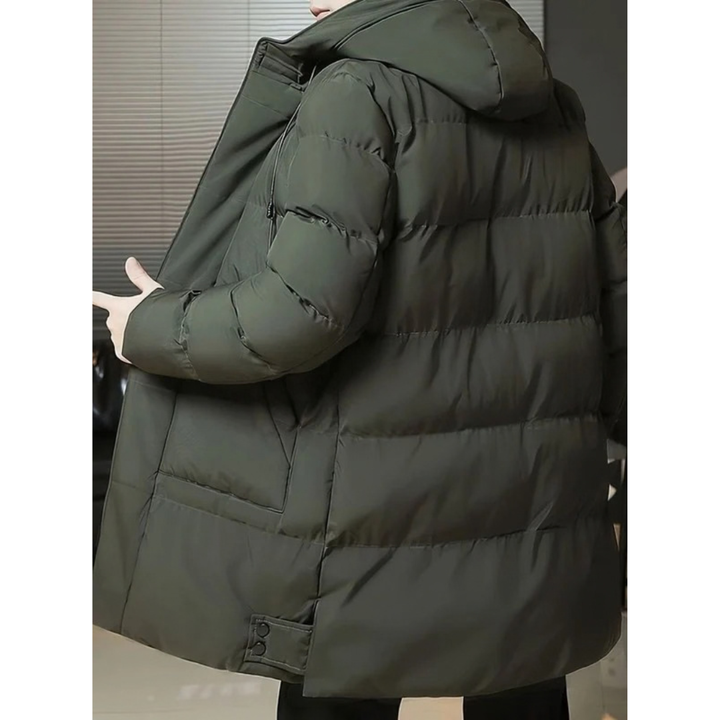 Edvorn | Herren Lange Winterjacke mit Kapuze - Black - Image 4